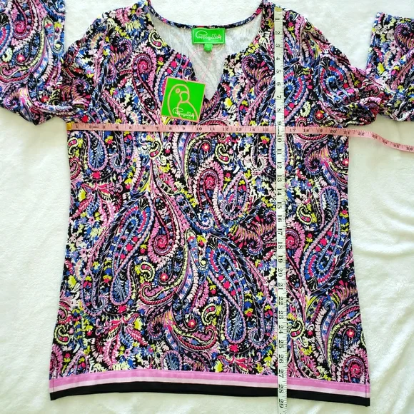 PAPPAGALLO Long Sleeve Pearl Pink Paisley Tunic Top—NWT—L - Picture 14 of 14